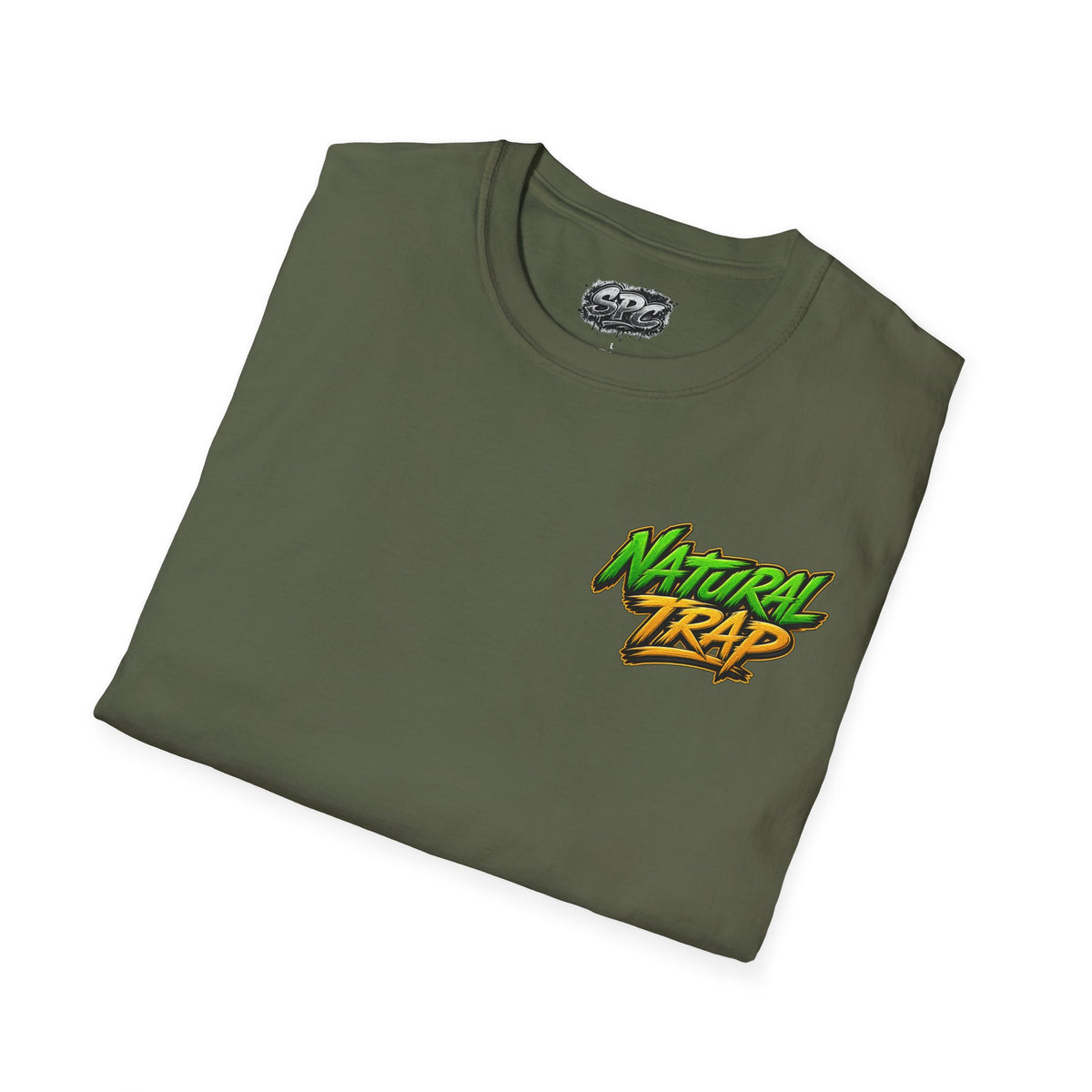Natural Trap Logo T‑Shirt — Retro Green & Yellow Graphic Tee