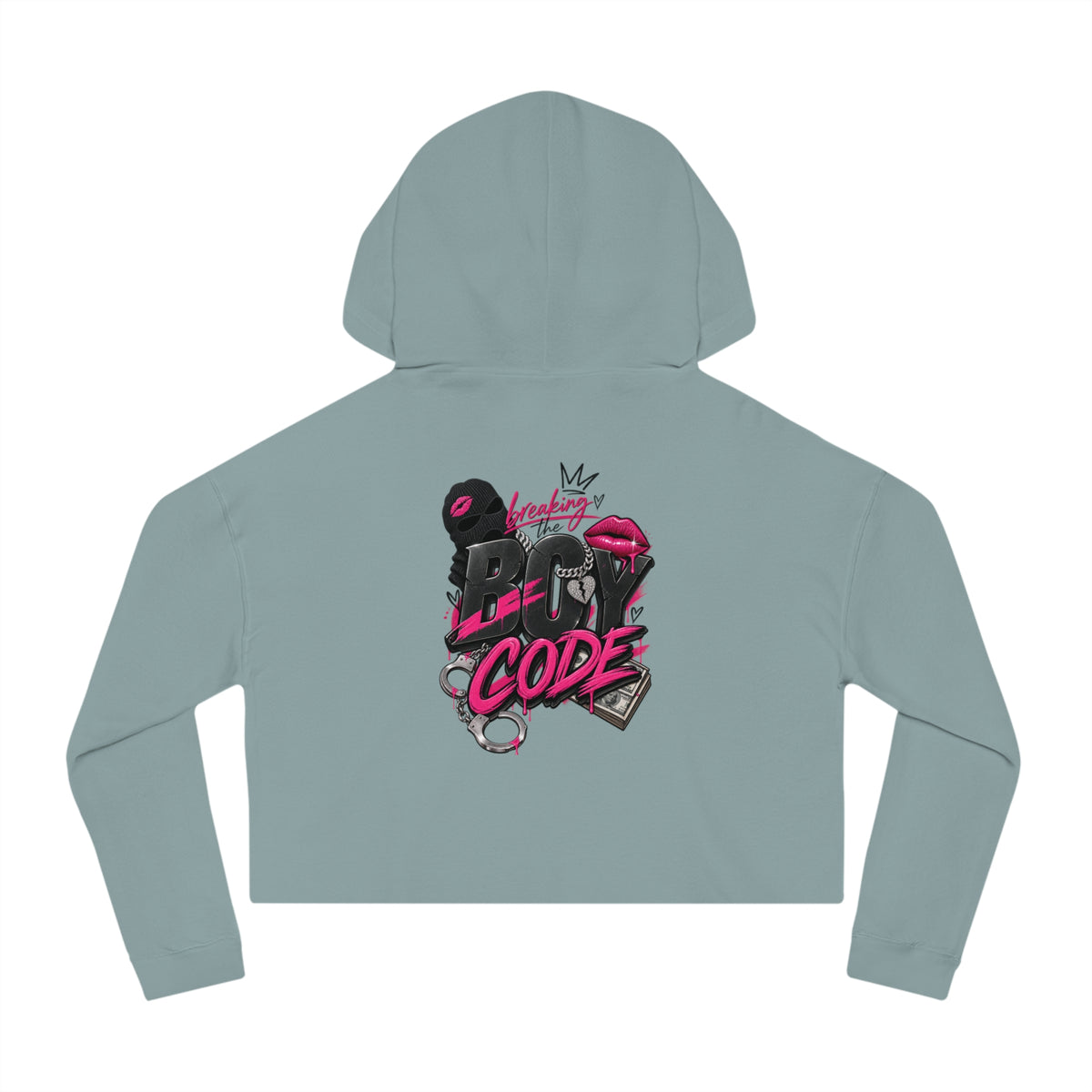 Cropped Hoodie — Bold 'FEM19' Graphic with 'Bad Code' Back Art