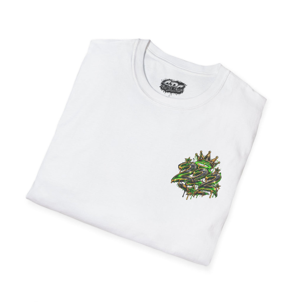Camo Crown Pocket Tee — Minimal Green Crown Chest Graphic T-Shirt