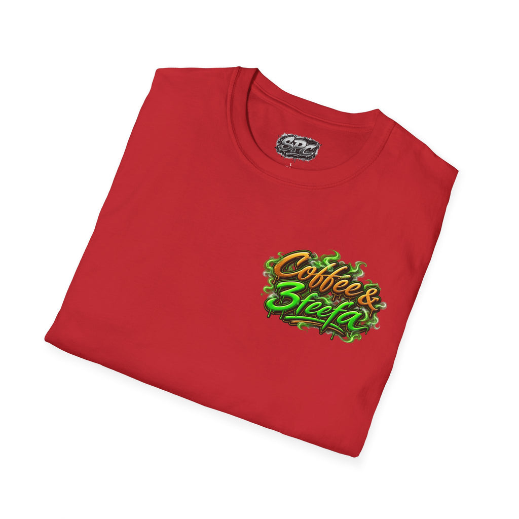 Coffee & Sweets Tee — Retro Green Script Chest Logo T-Shirt