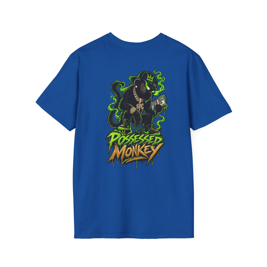 Possessed Monkey Graphic T-Shirt — Retro Green Horror Logo Tee