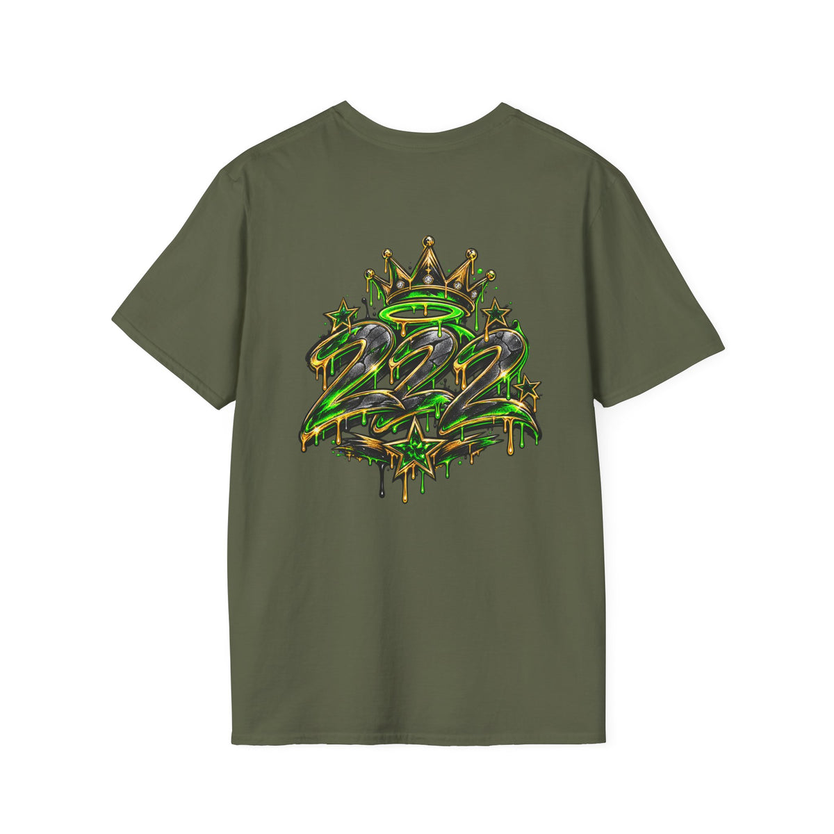 Camo Crown Pocket Tee — Minimal Green Crown Chest Graphic T-Shirt