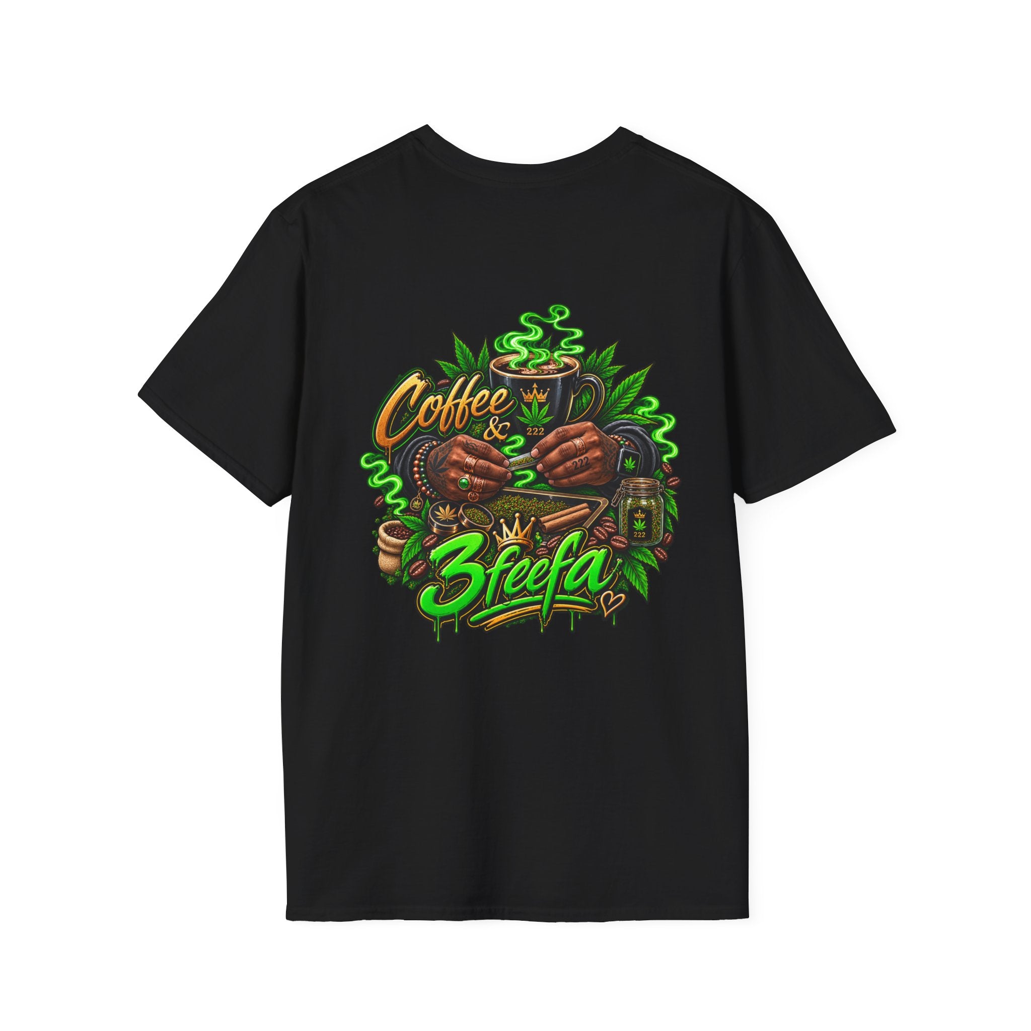 Coffee & Sweets Tee — Retro Green Script Chest Logo T-Shirt