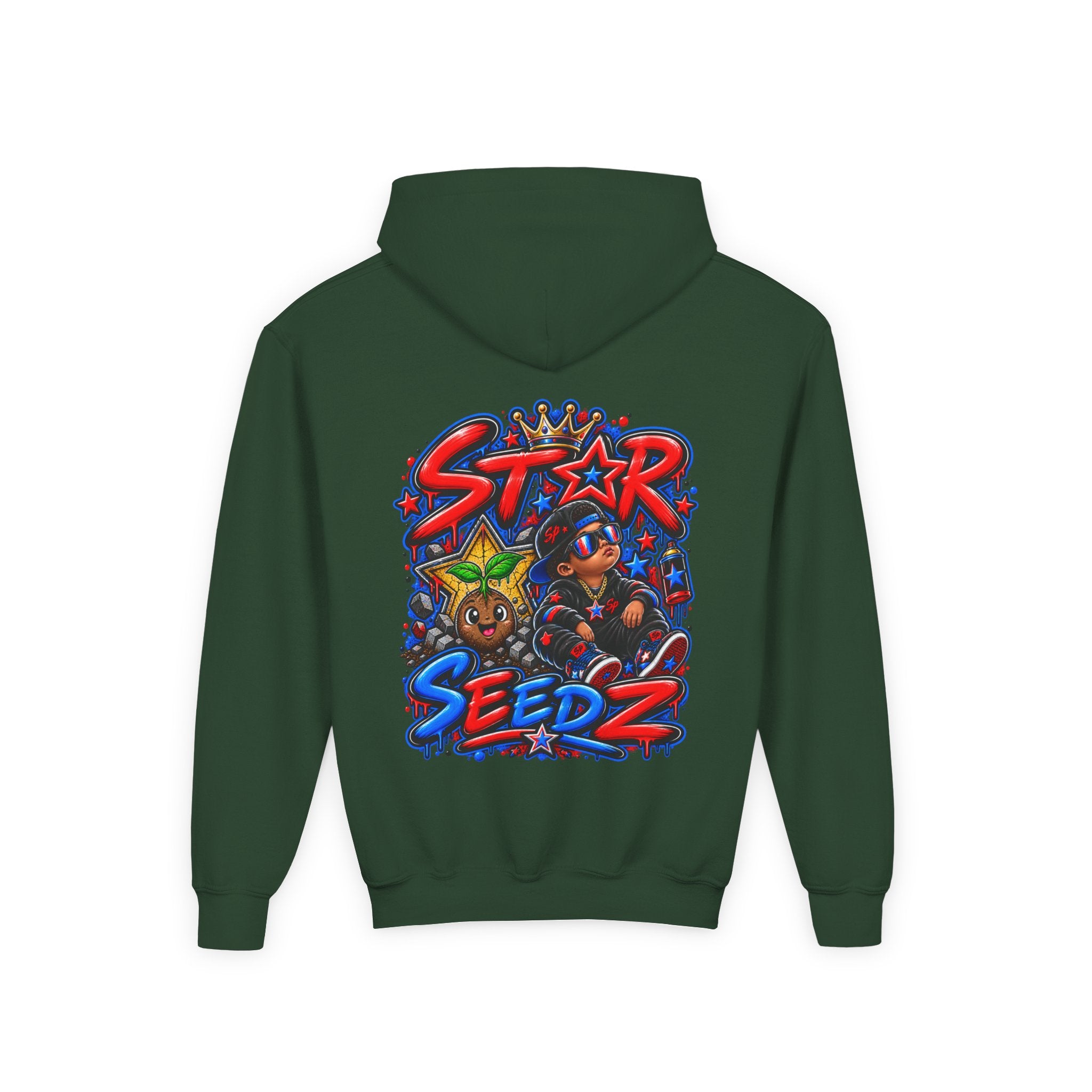 Youth Hoodie — 'Star Seedz' Colorful Street Art Logo Pullover