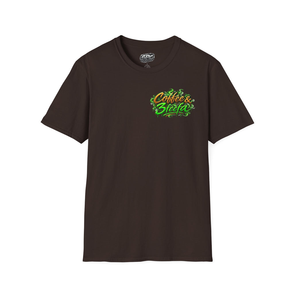 Coffee & Sweets Tee — Retro Green Script Chest Logo T-Shirt