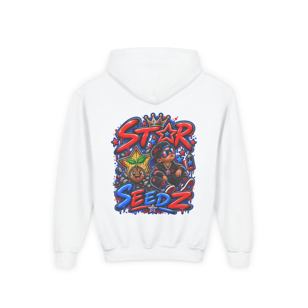 Youth Hoodie — 'Star Seedz' Colorful Street Art Logo Pullover