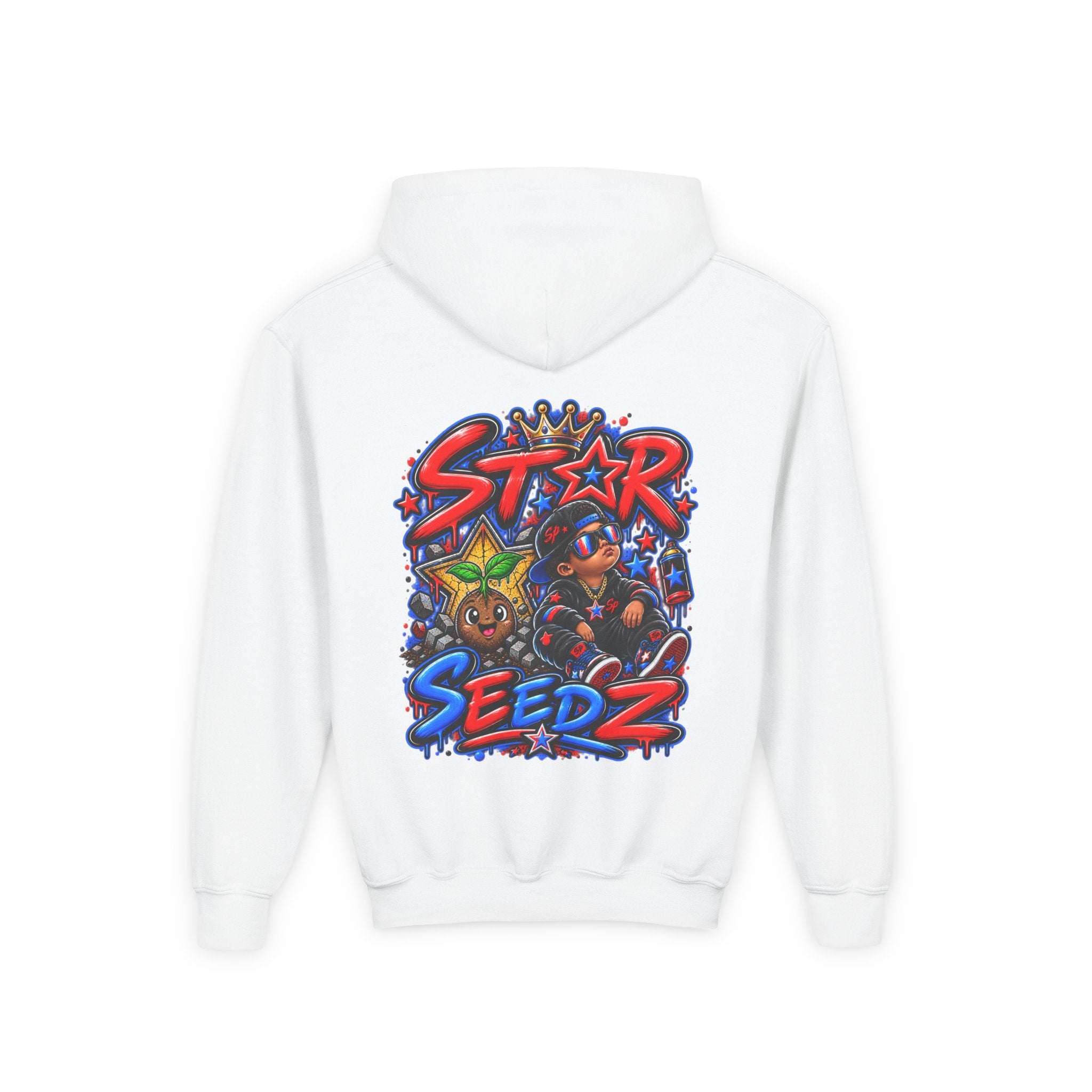 Youth Hoodie — 'Star Seedz' Colorful Street Art Logo Pullover